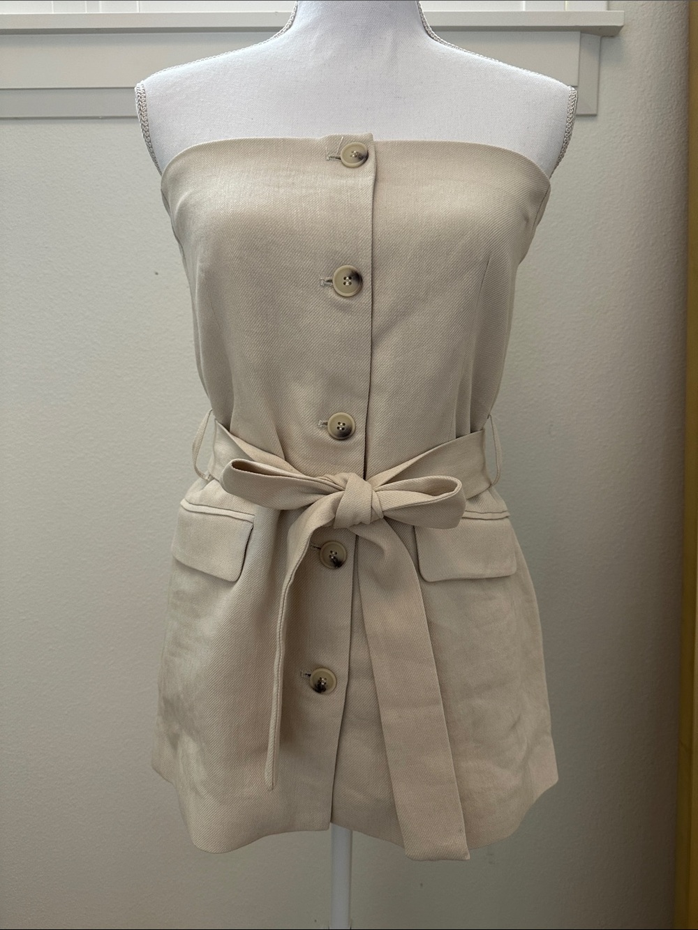 Zara Strapless Linen Blend Top NWT